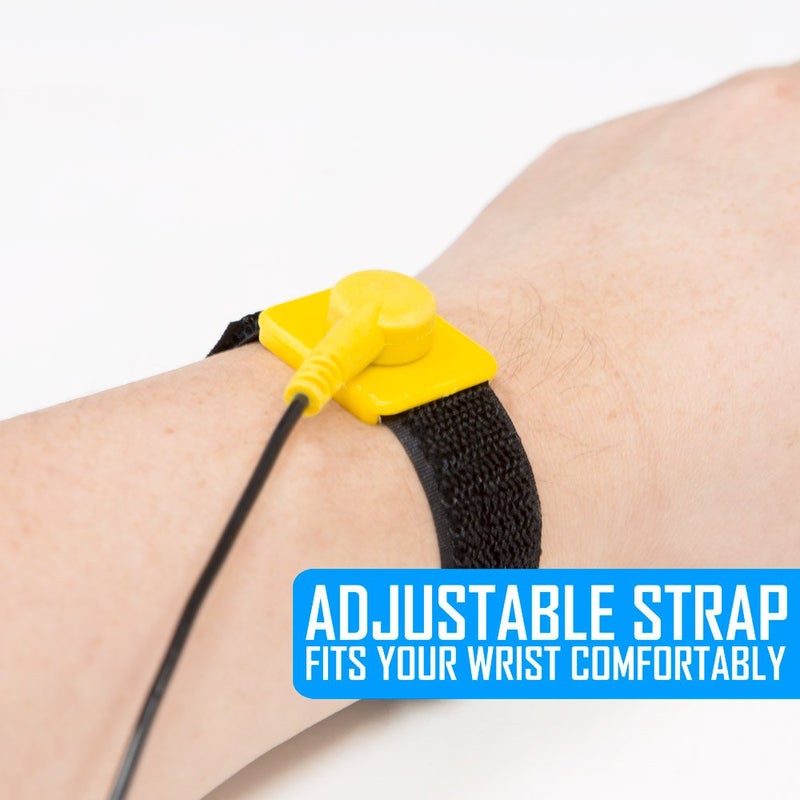 Kingwin Anti Static Wrist Strap Yellow Adjustable ESD Wrist Band with Grounding Cord Bracelet for PC Building, Electronics Repair, Computer Assembly, Laptop, DIY Tech, Static Electricity Protection - Image 4